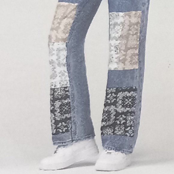 NWT SIMPLE SOCIETY Patchwork Boho Vintage Inspired High-Rise Baggy Jeans Sz 7/28 - Picture 5 of 8